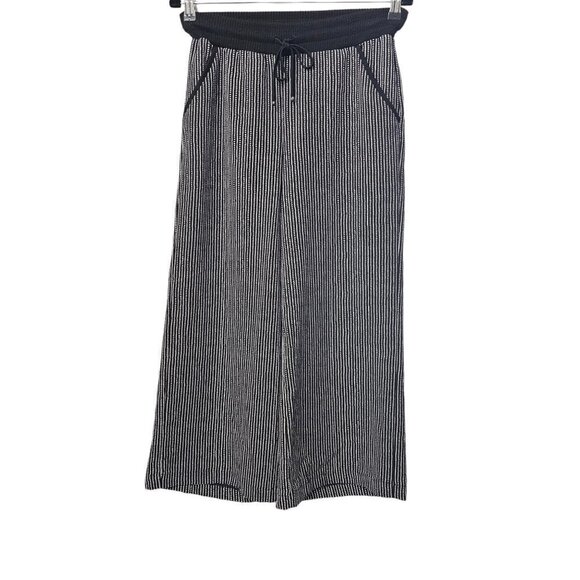 Max Studio Wide Leg Cropped Crepe Black And White Trouser Capri Pants - Picture 2 of 10